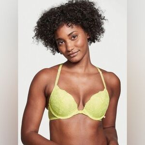 Victoria’s Secret The sexy tee 36DDD Lightly padded Bra Yellow Lace Floral